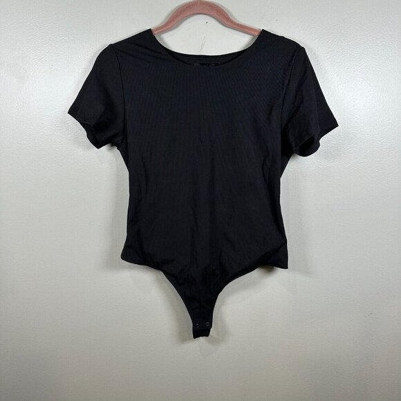 House of Harlow 1960 Short Sleeve Bodysuit Woman’s size Large Black - Picture 1 of 8